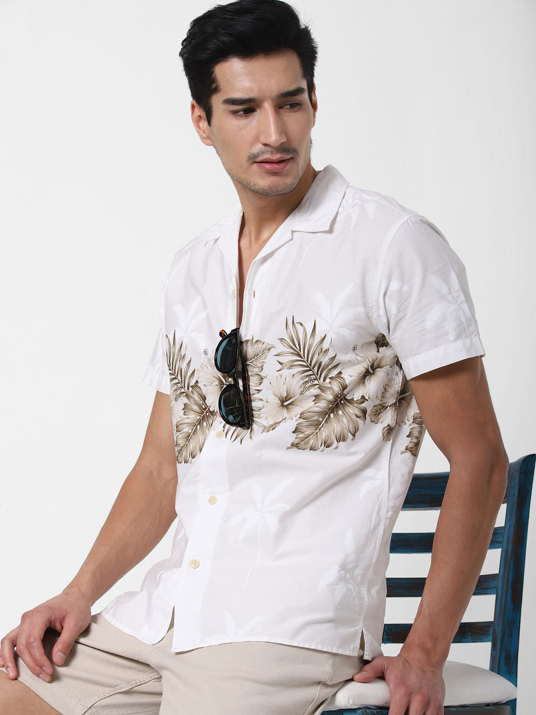 White Palm Tree Print Shirt