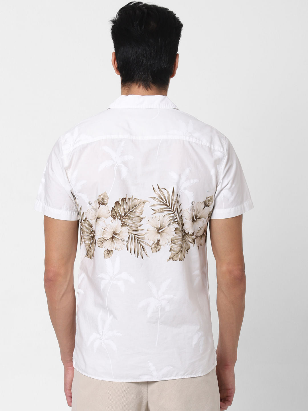 White Palm Tree Print Shirt