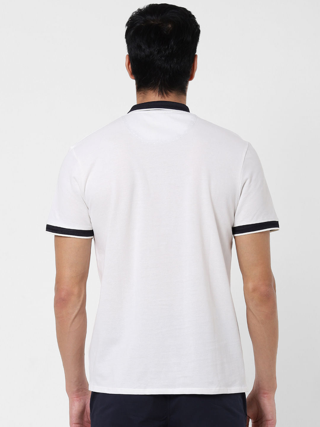 White Contrast Tipping Polo T-Shirt