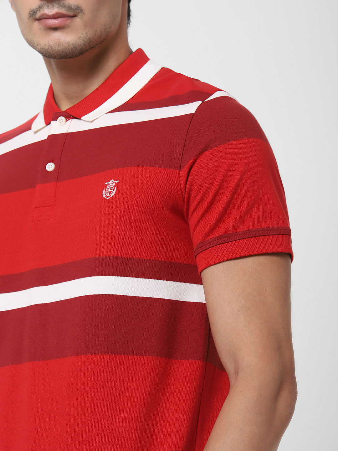 Red Colourblocked Polo T-Shirt
