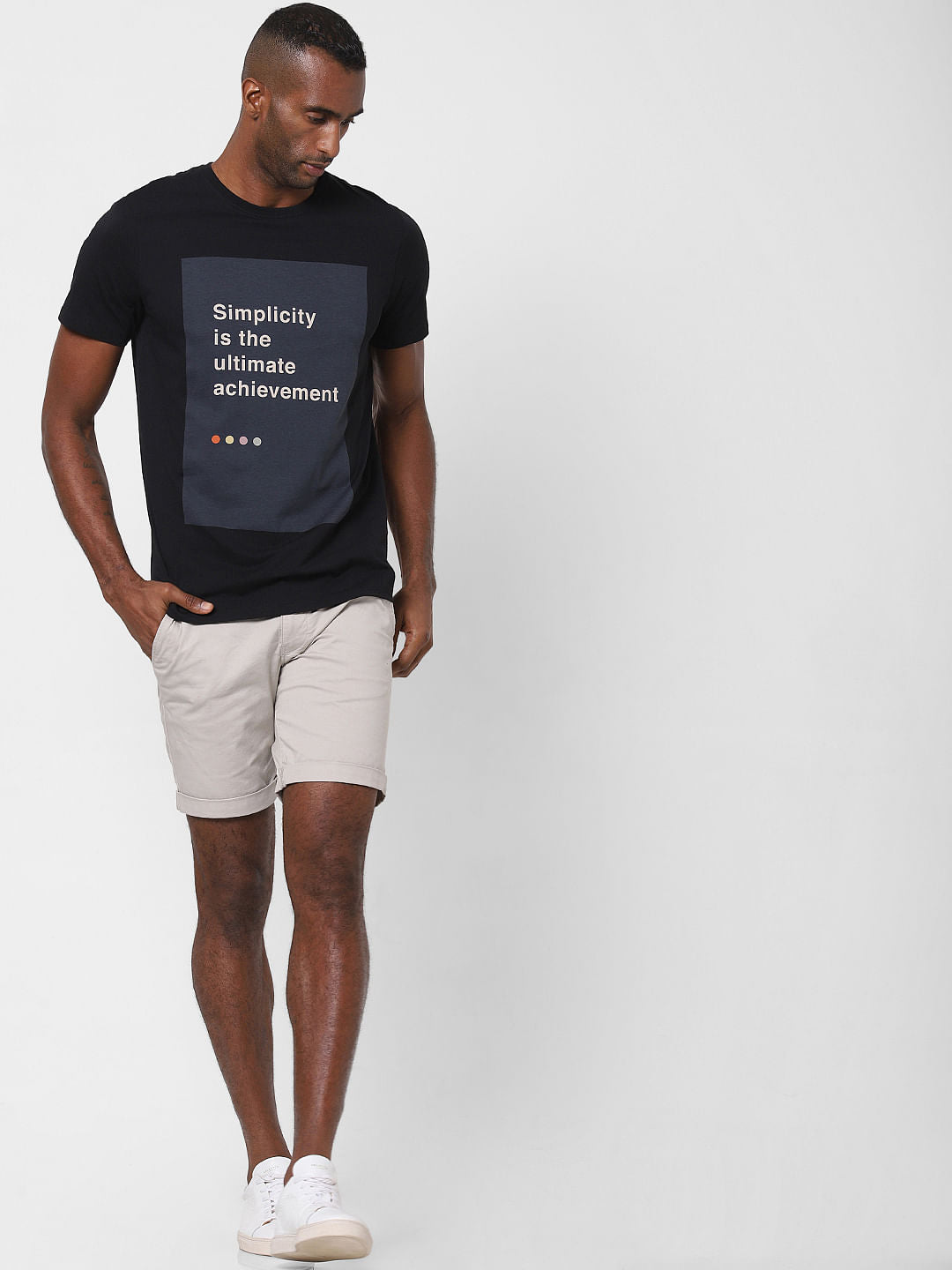 Black Slogan Print Crew Neck T-Shirt