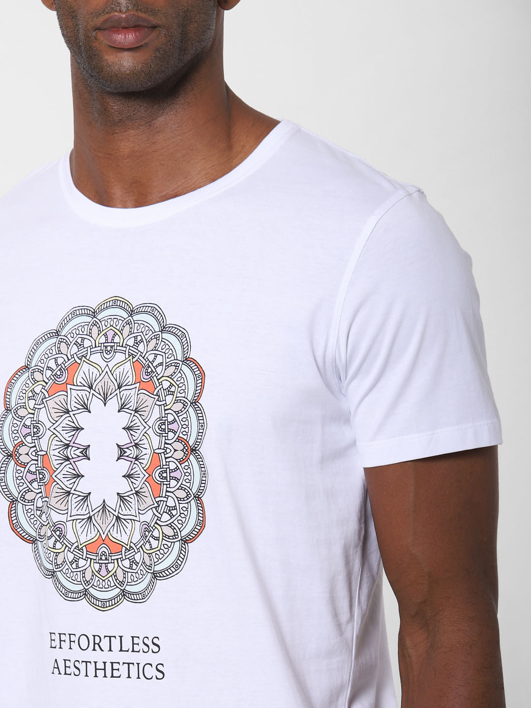 White Graphic Print Crew Neck T-Shirt