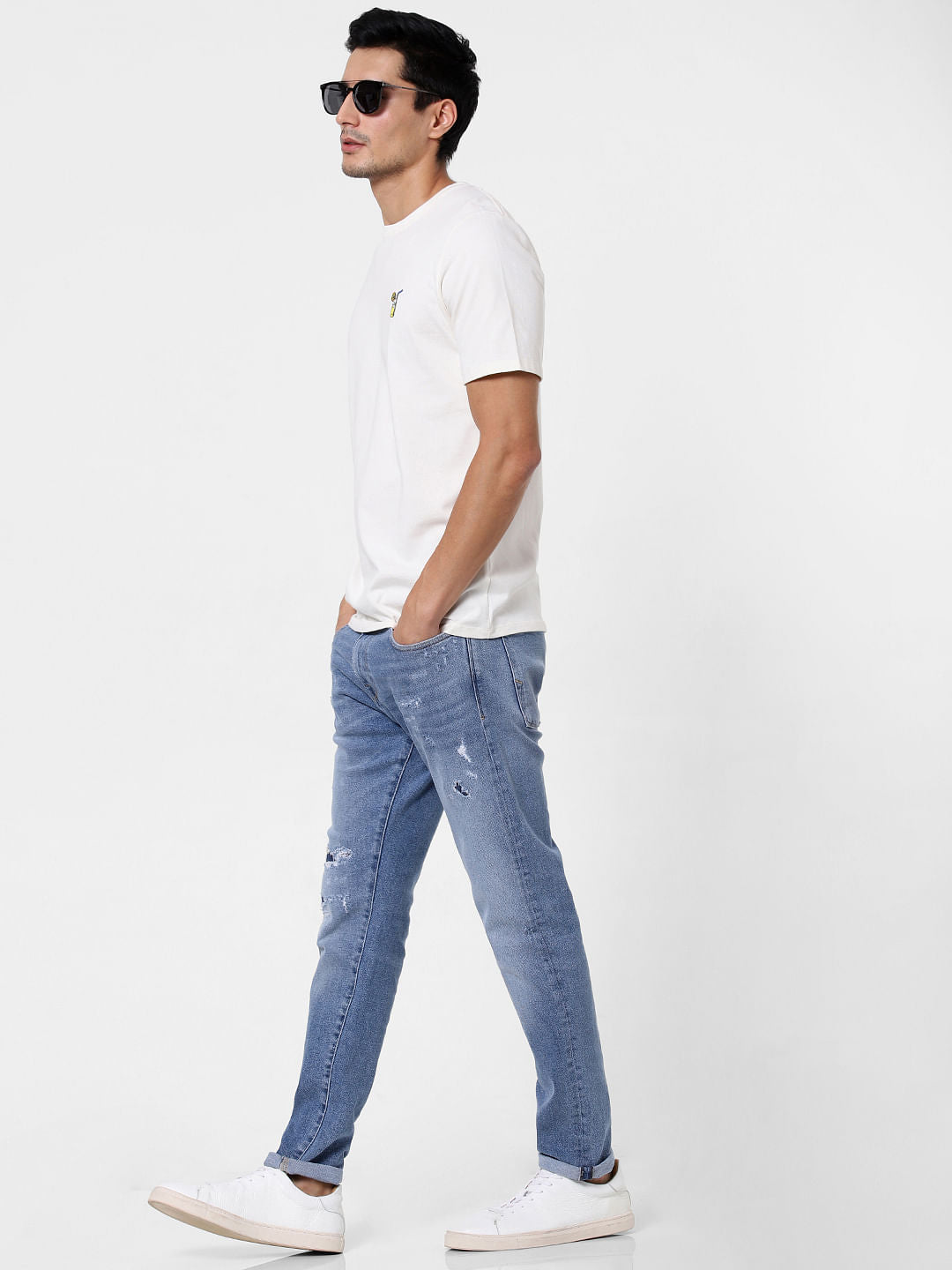 White Graphic Print Crew Neck T-Shirt