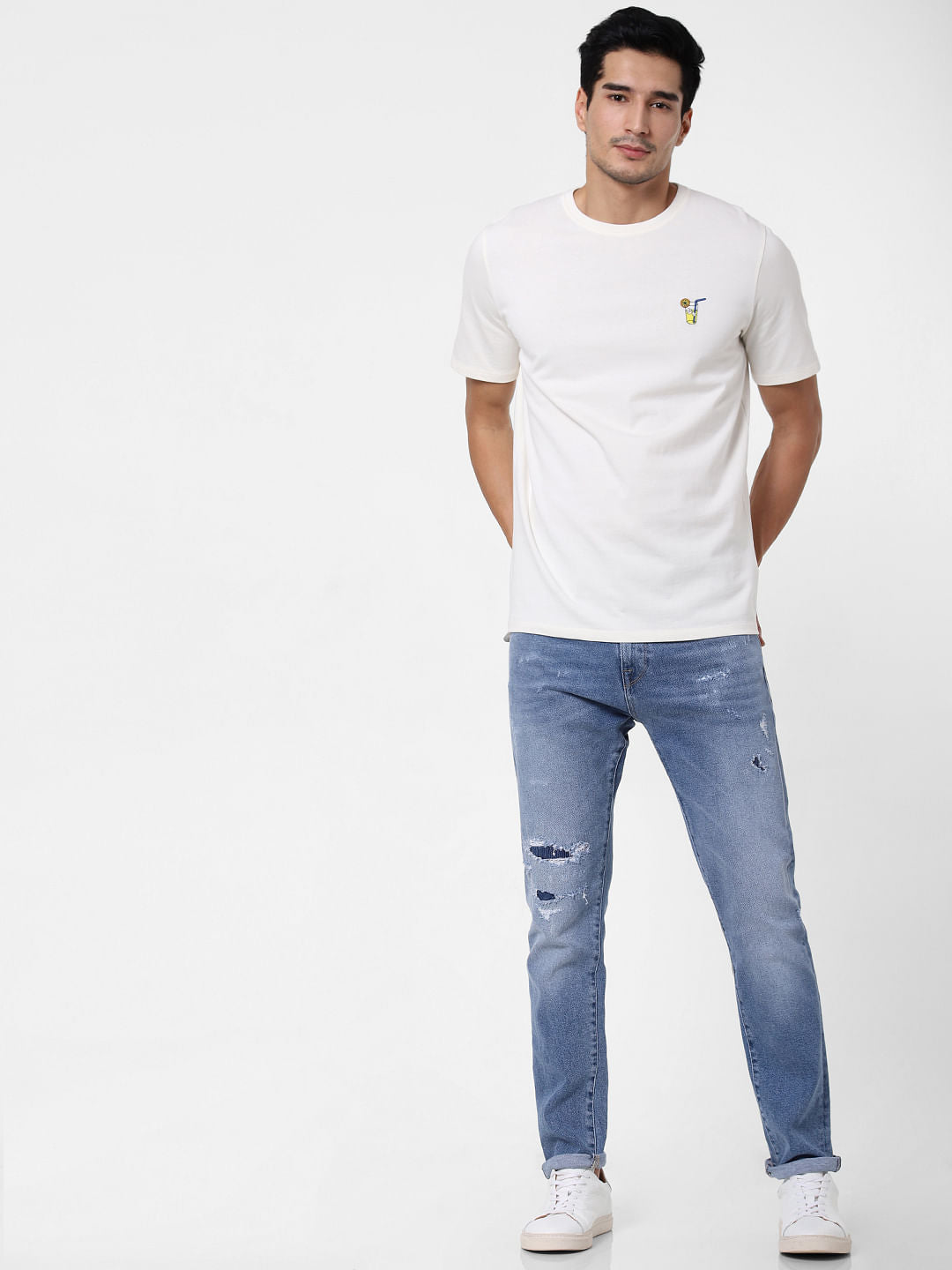 White Graphic Print Crew Neck T-Shirt