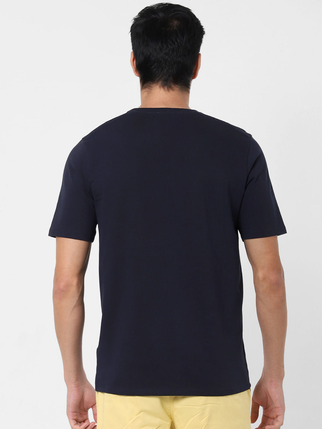Navy Blue Graphic Print Crew Neck T-Shirt