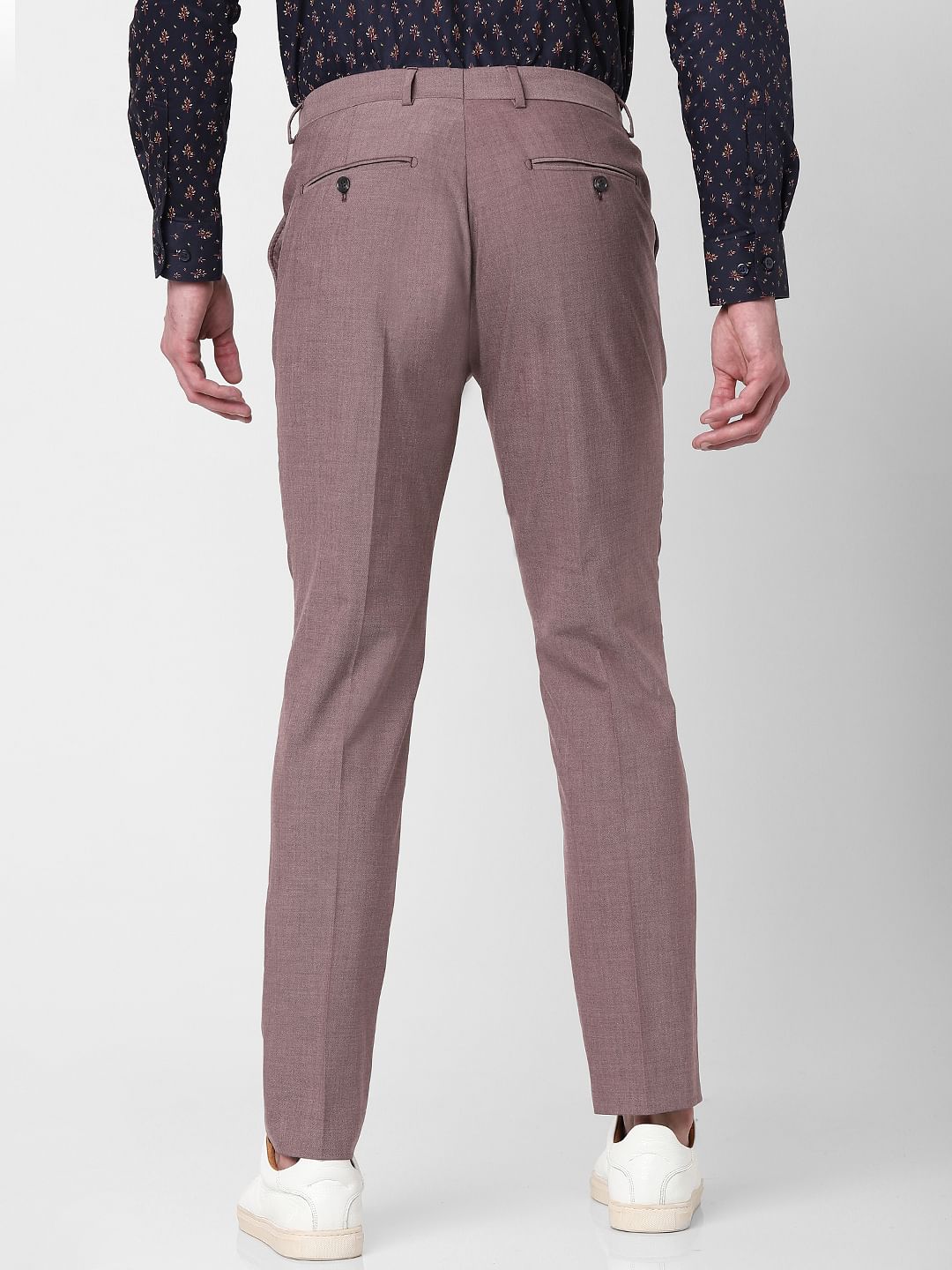 Pink Mid Rise Tailored Trousers