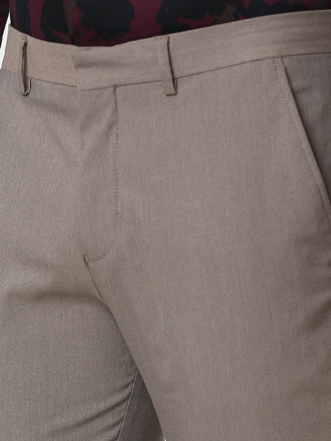 Brown Mid Rise Formal Trousers