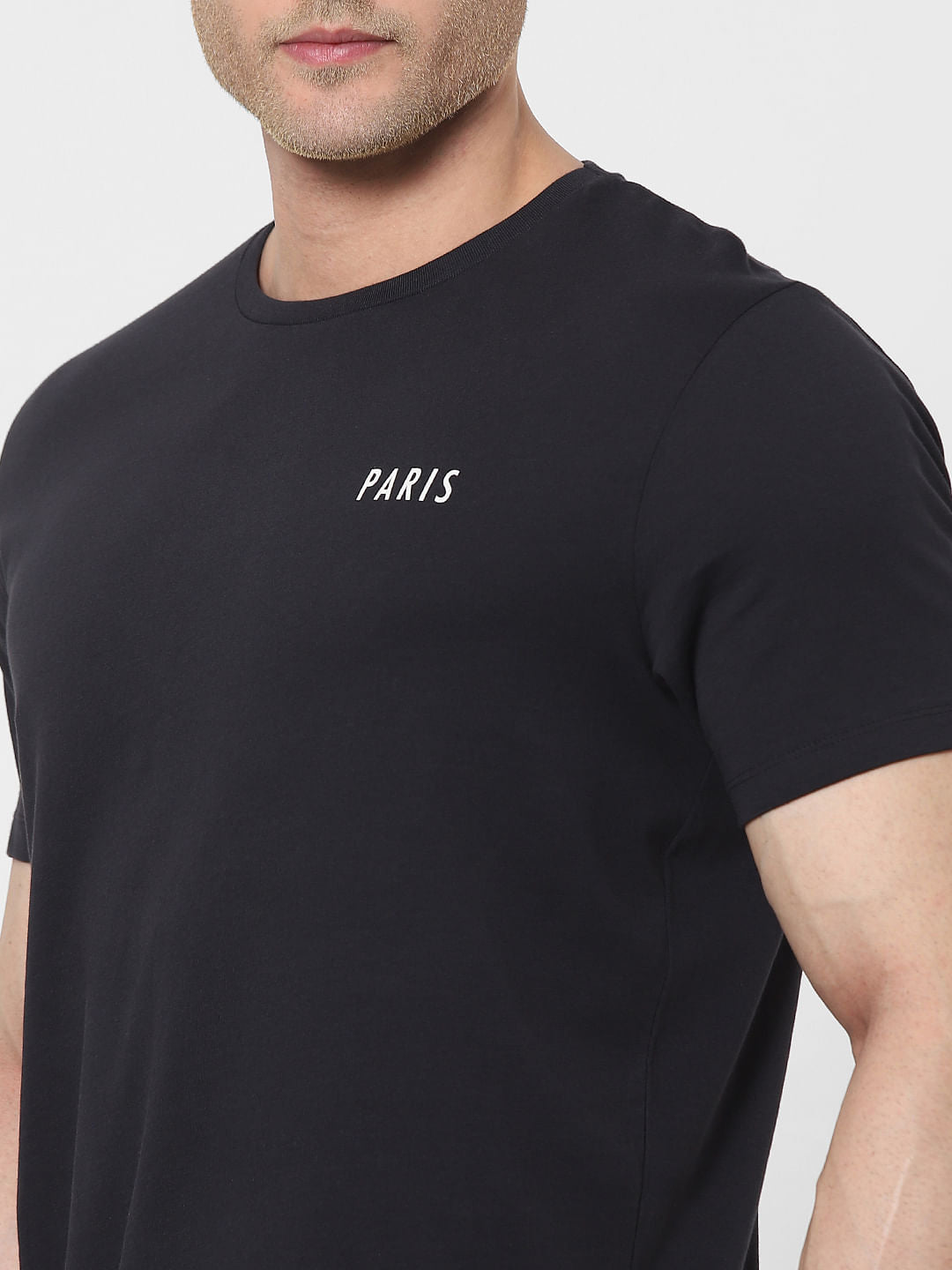 Black Organic Cotton Text Print Crew Neck T-Shirt