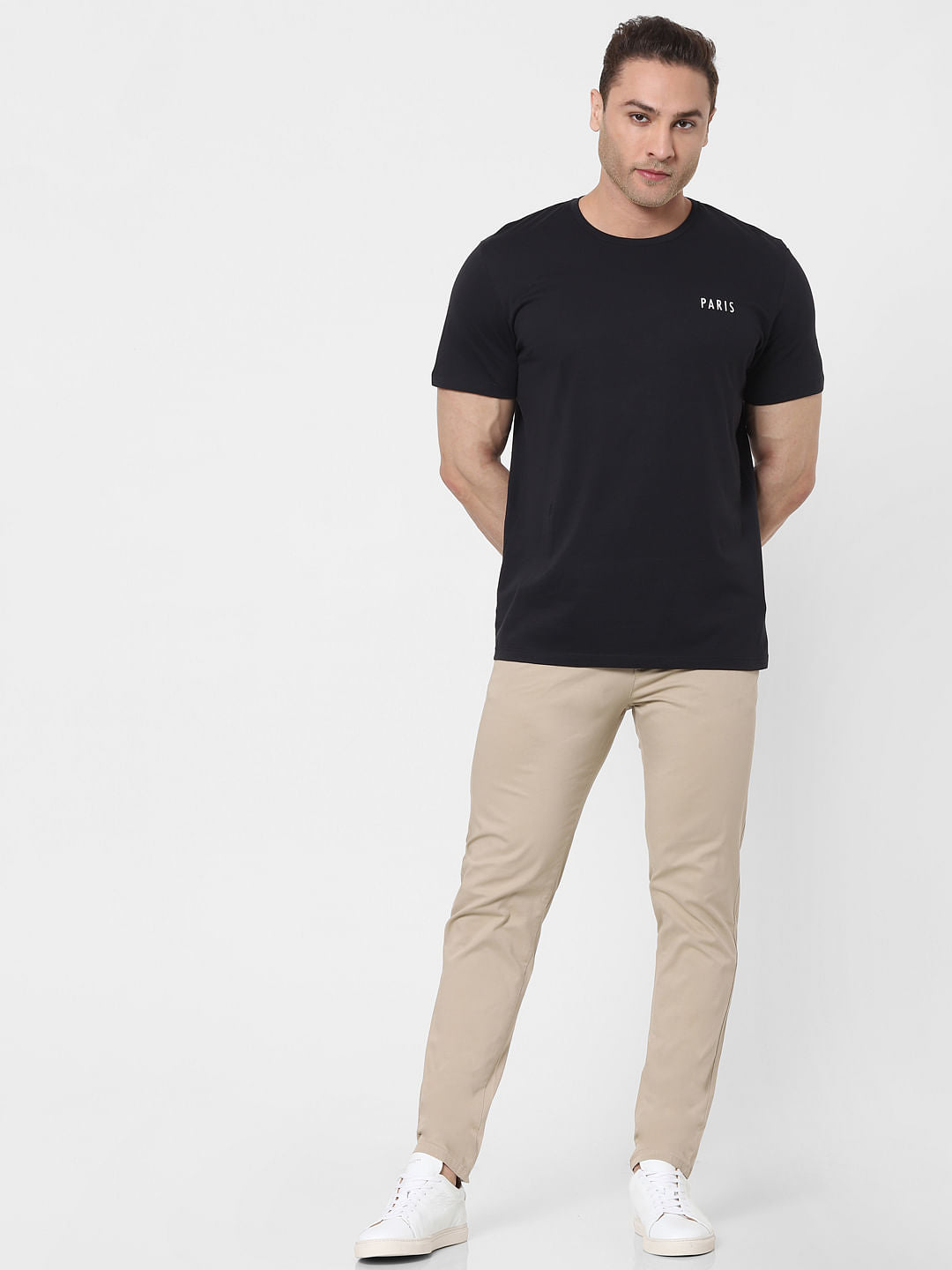 Black Organic Cotton Text Print Crew Neck T-Shirt