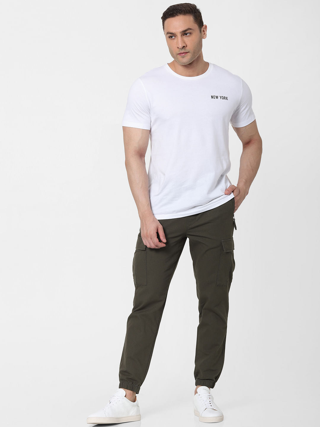 White Organic Cotton Text Print Crew Neck T-Shirt