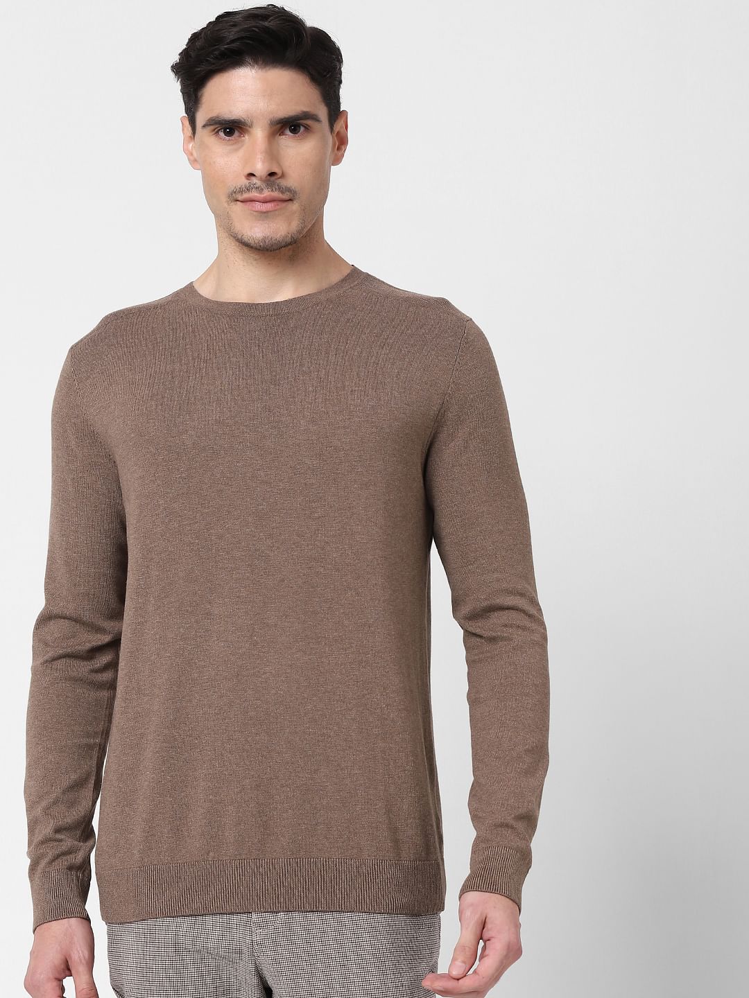 Brown Crew Neck Pullover