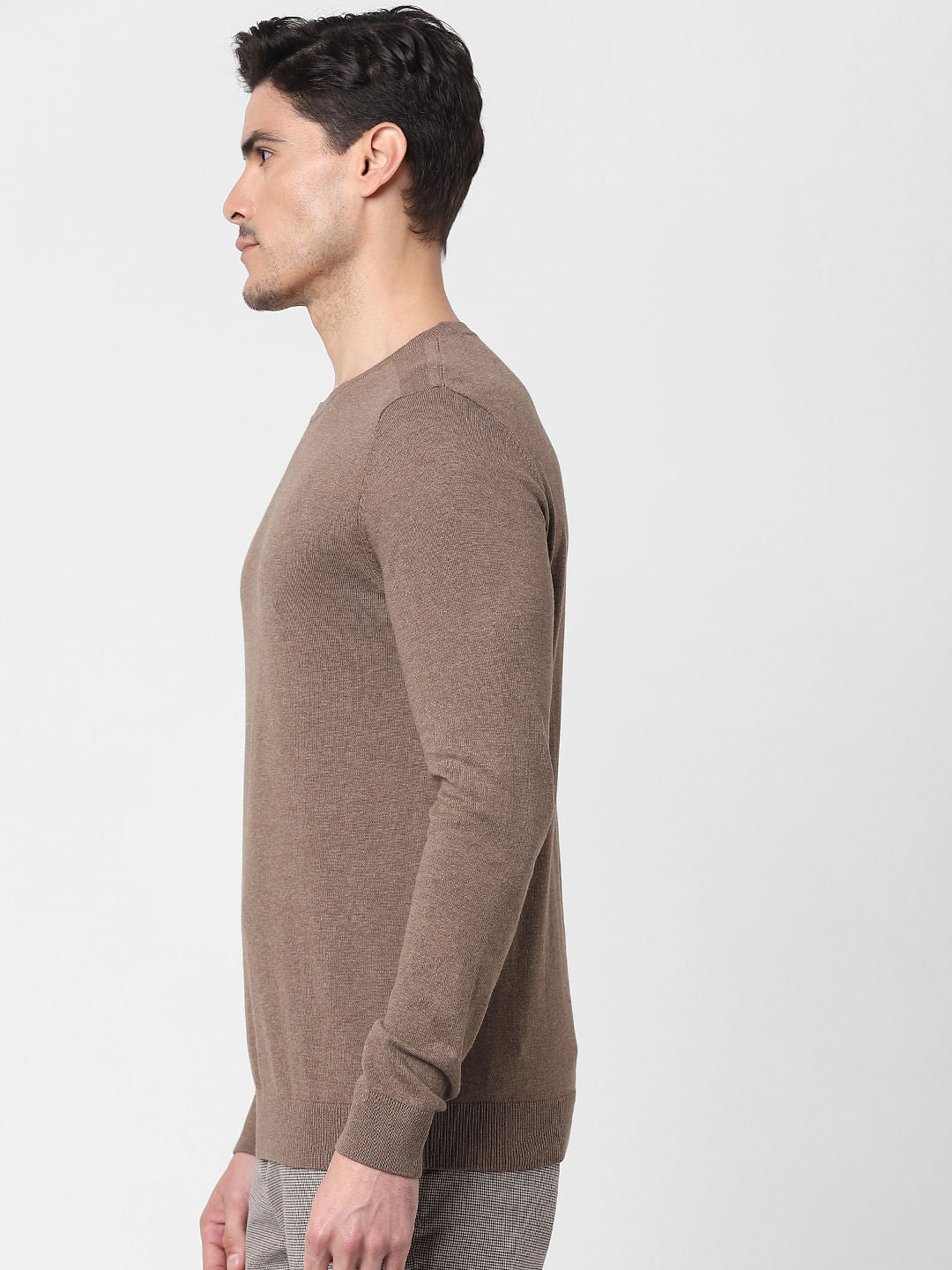 Brown Crew Neck Pullover