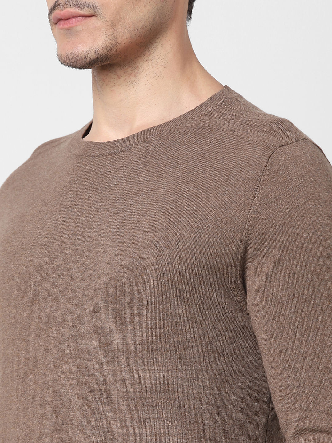 Brown Crew Neck Pullover