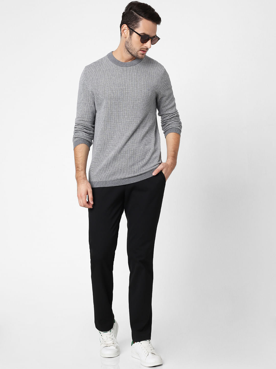 Grey Self-Design Pullover