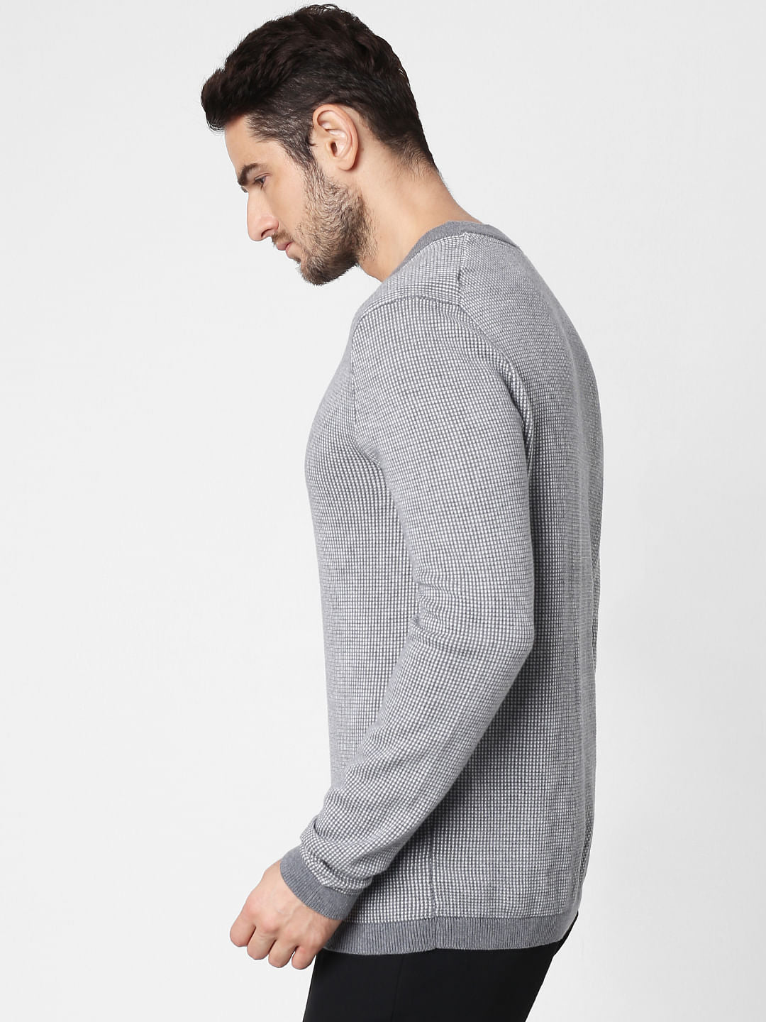 Grey Self-Design Pullover