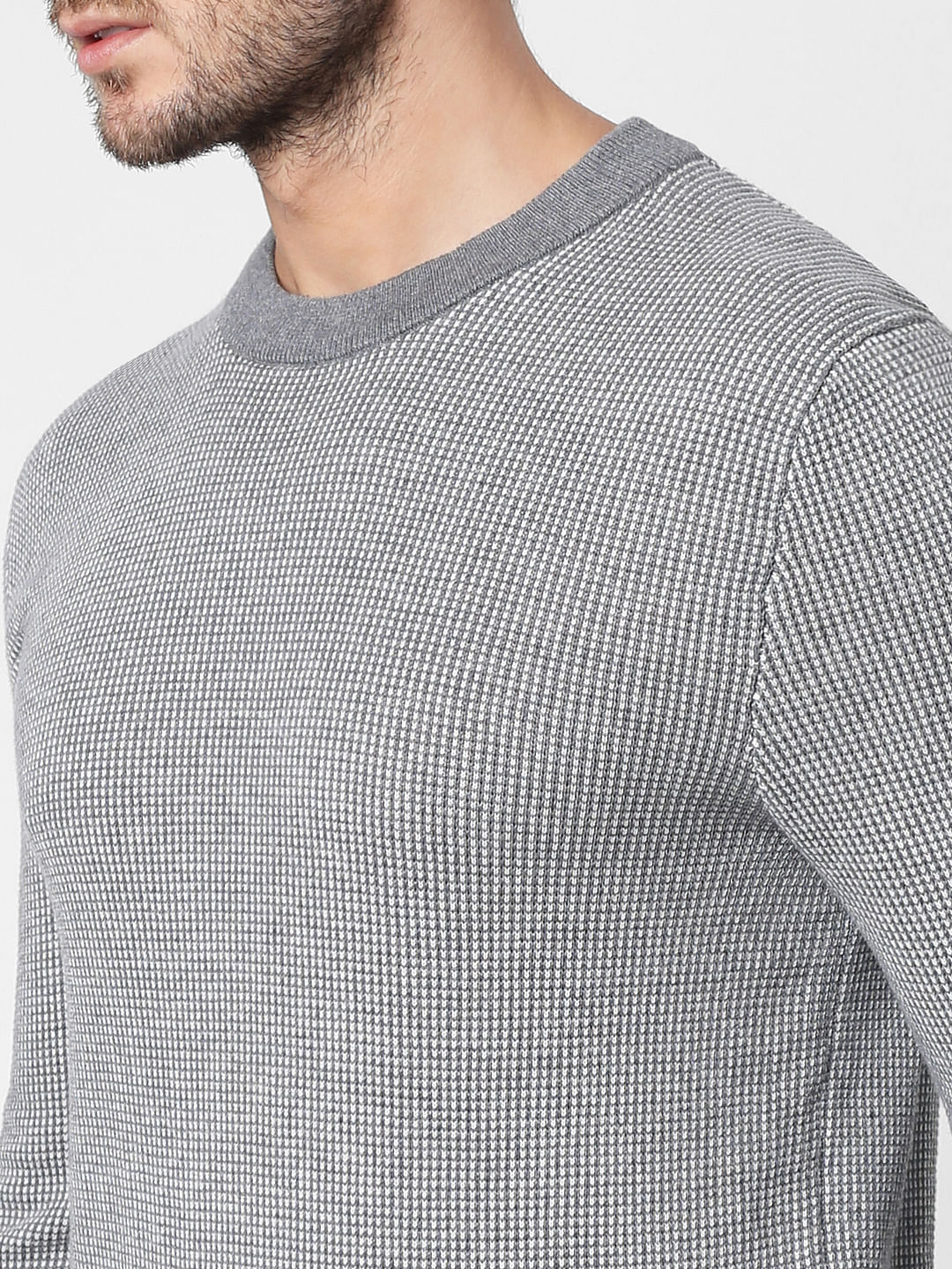 Grey Self-Design Pullover