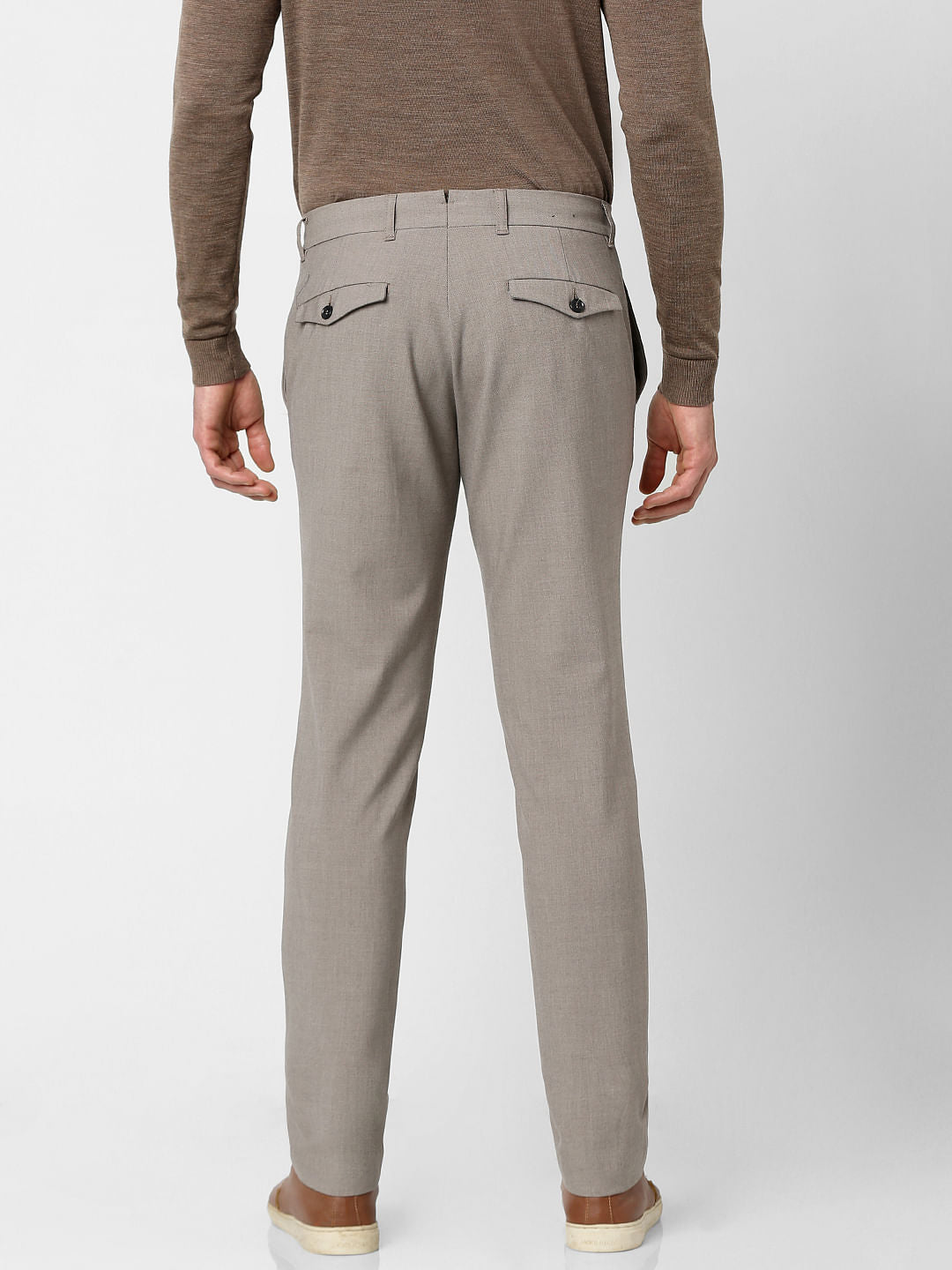 Brown Mid Rise Slim Fit Pants