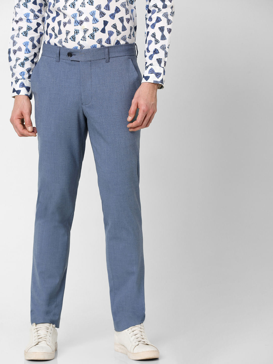 Blue Mid Rise Slim Fit Pants