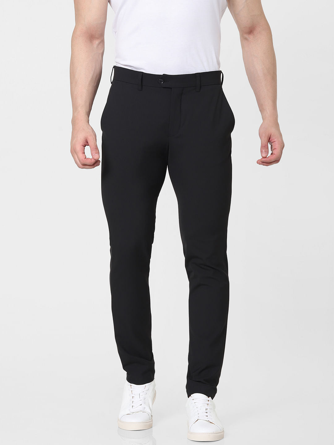 Black Mid Rise Slim Fit Pants