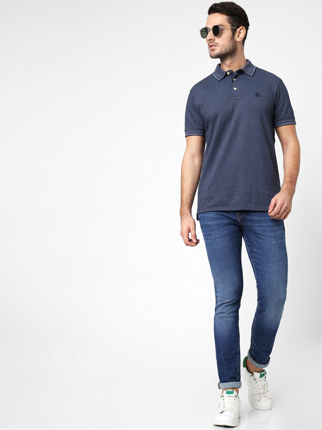 Blue Polo Neck T-Shirt