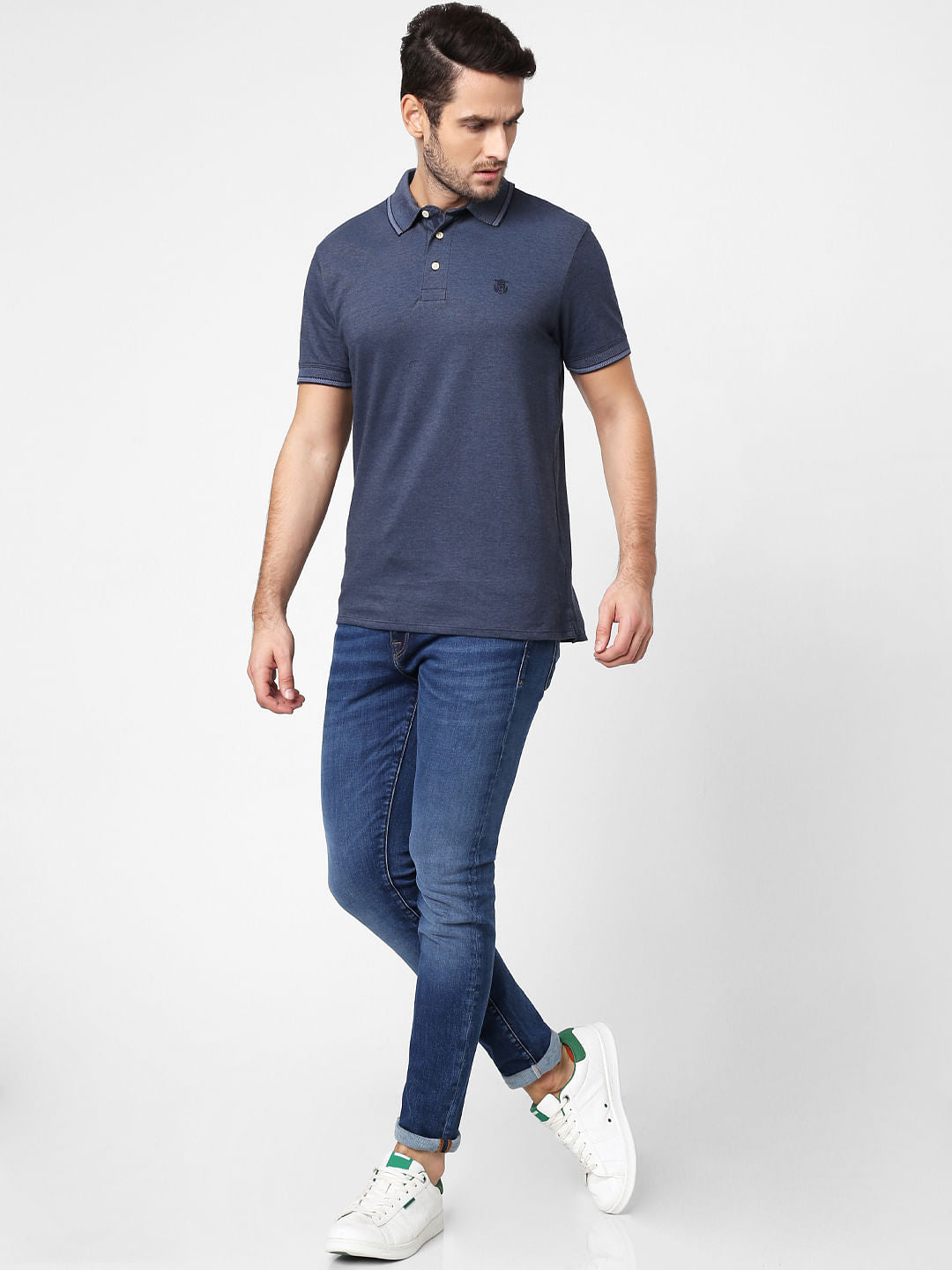 Blue Polo Neck T-Shirt