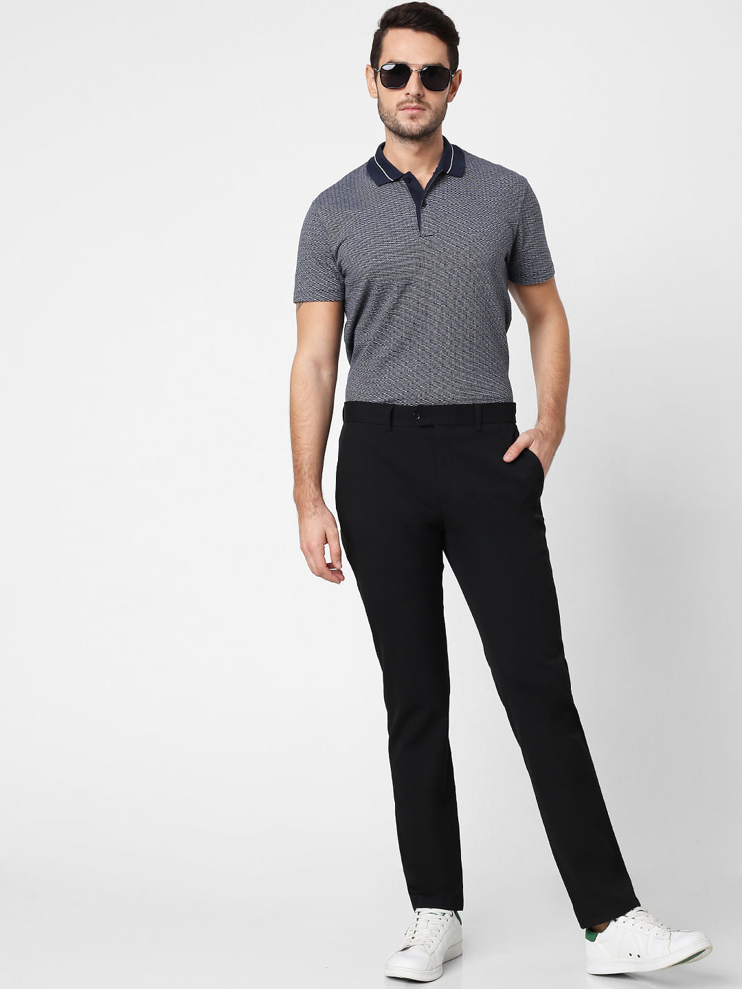 Dark Blue Polo Neck T-Shirt