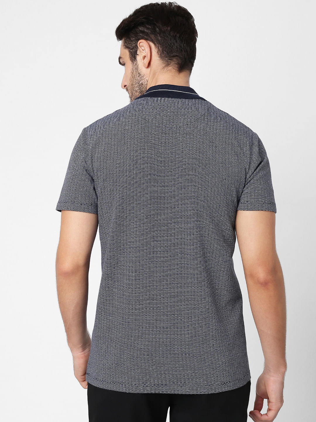 Dark Blue Polo Neck T-Shirt