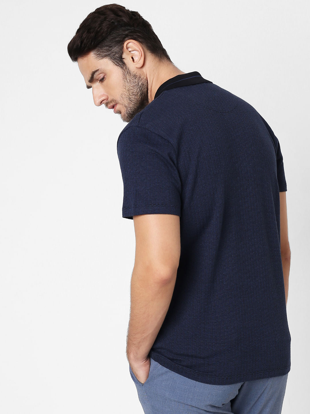 Dark Blue Polo Neck T-Shirt
