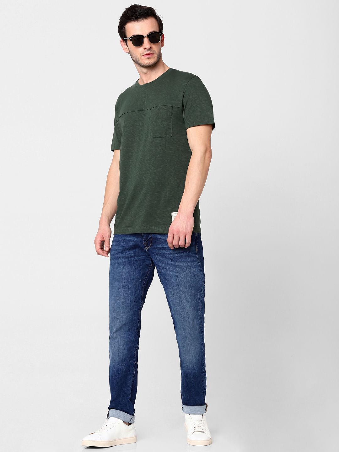 Dark Blue Mid Rise Straight Fit Jeans