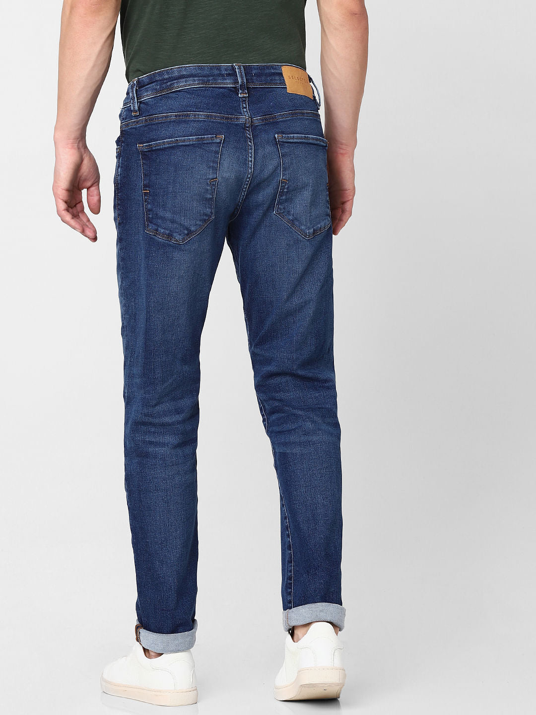 Dark Blue Mid Rise Straight Fit Jeans