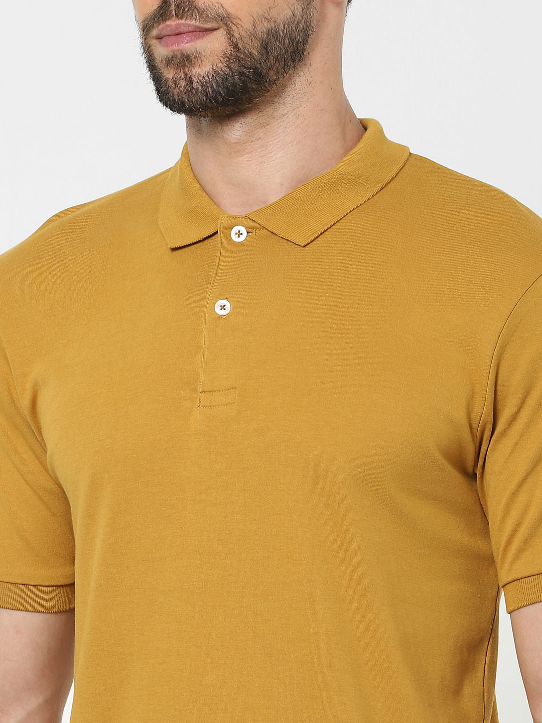 Mustard Organic Cotton Polo Neck T-Shirt