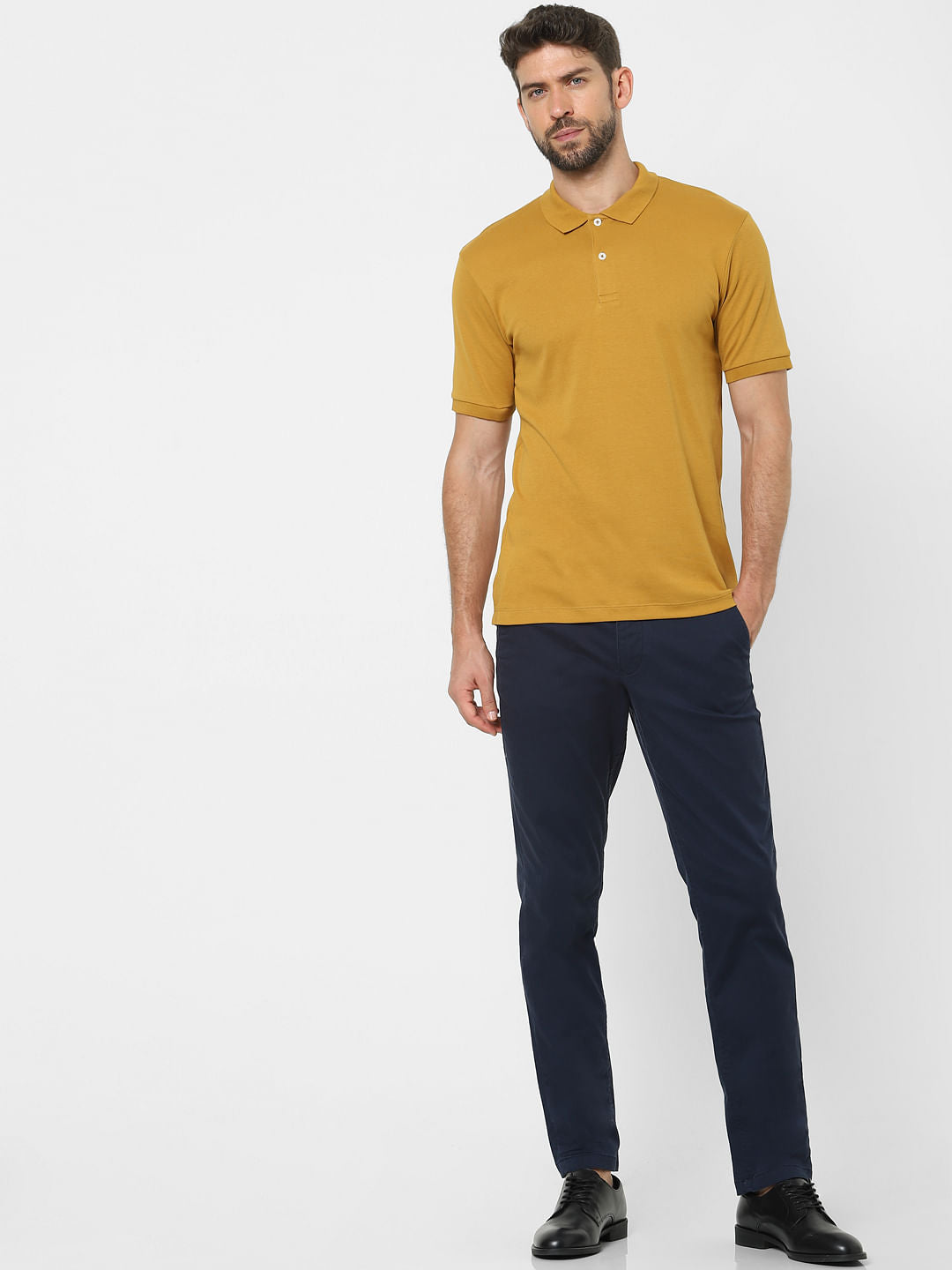 Mustard Organic Cotton Polo Neck T-Shirt