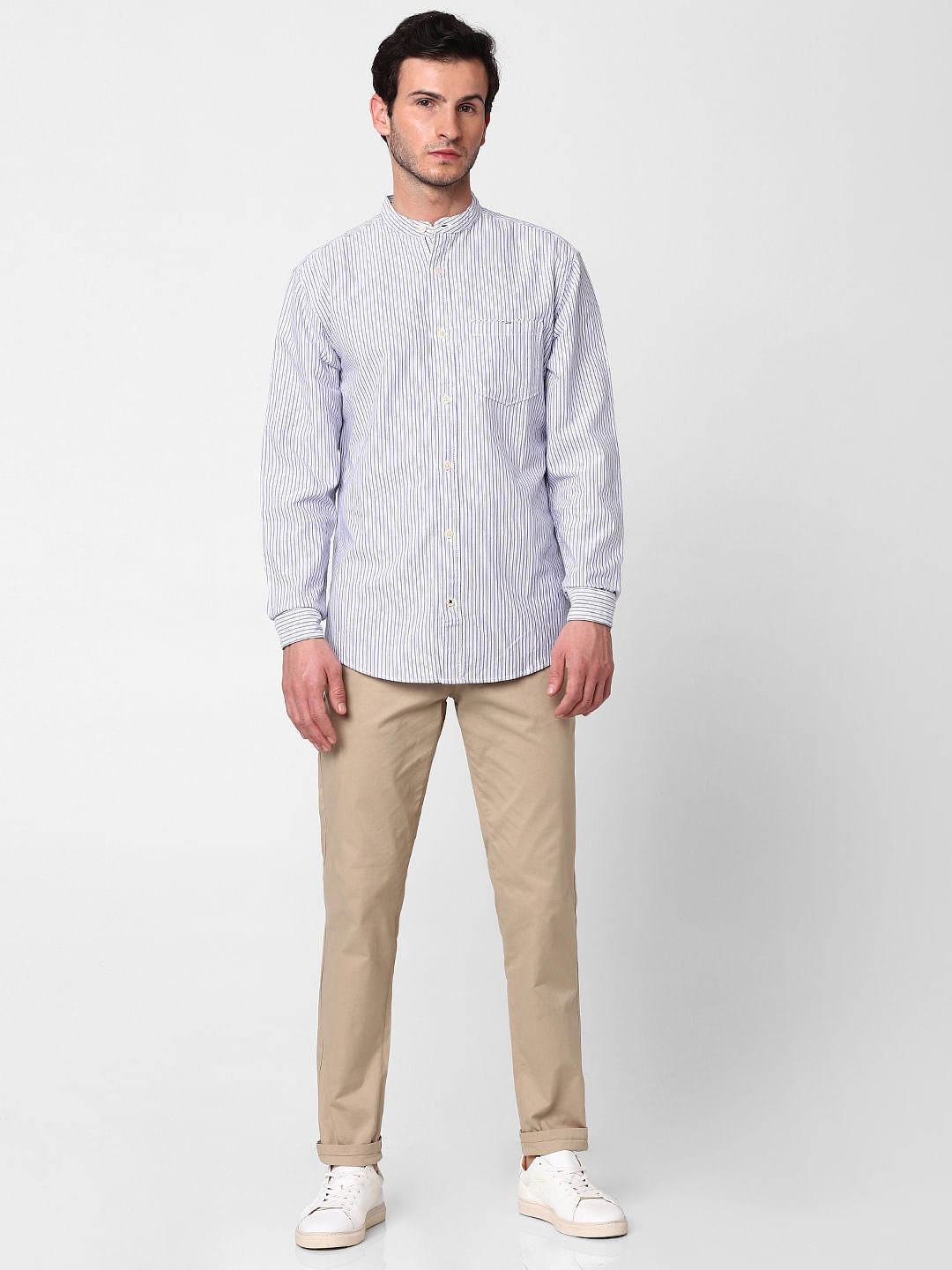 White Striped Full Sleeves Shirt