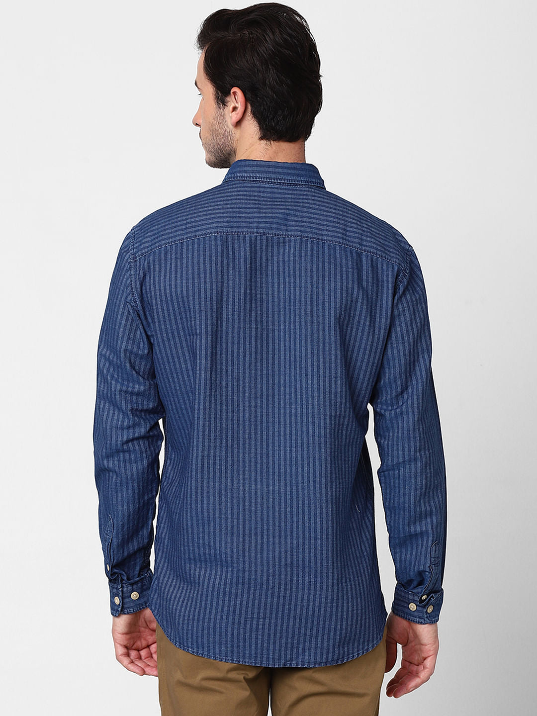 Blue Striped Full Sleeves Shirt