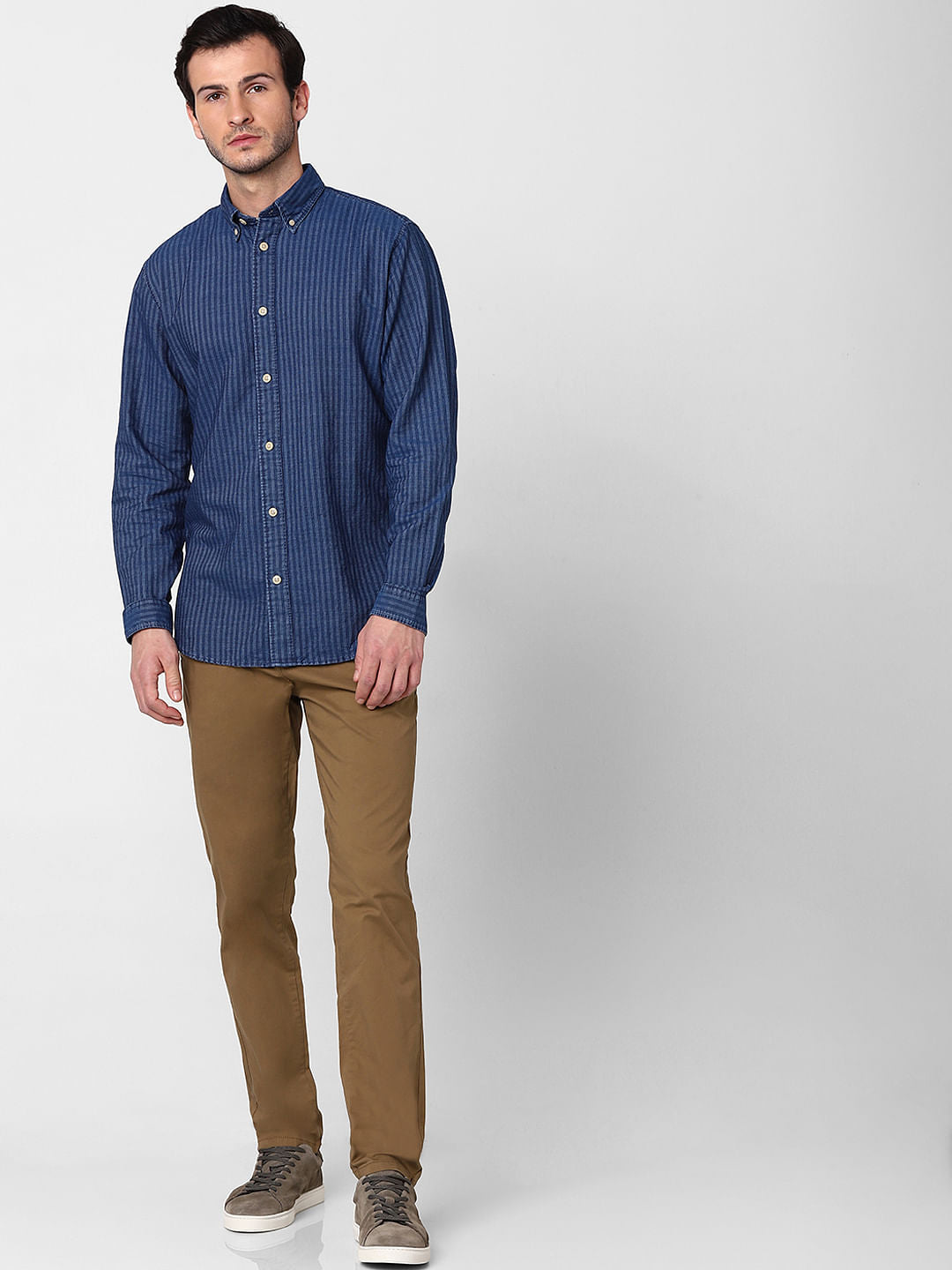 Blue Striped Full Sleeves Shirt