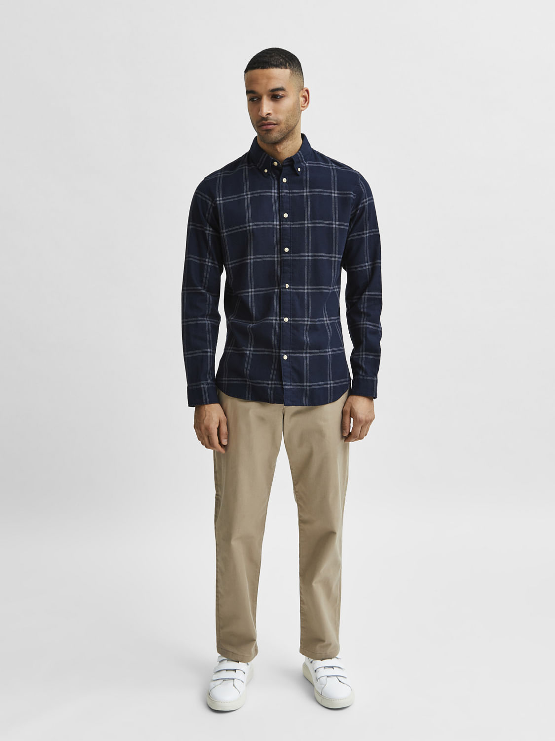 Dark Blue Flannel Checked Full Sleeves Shirt