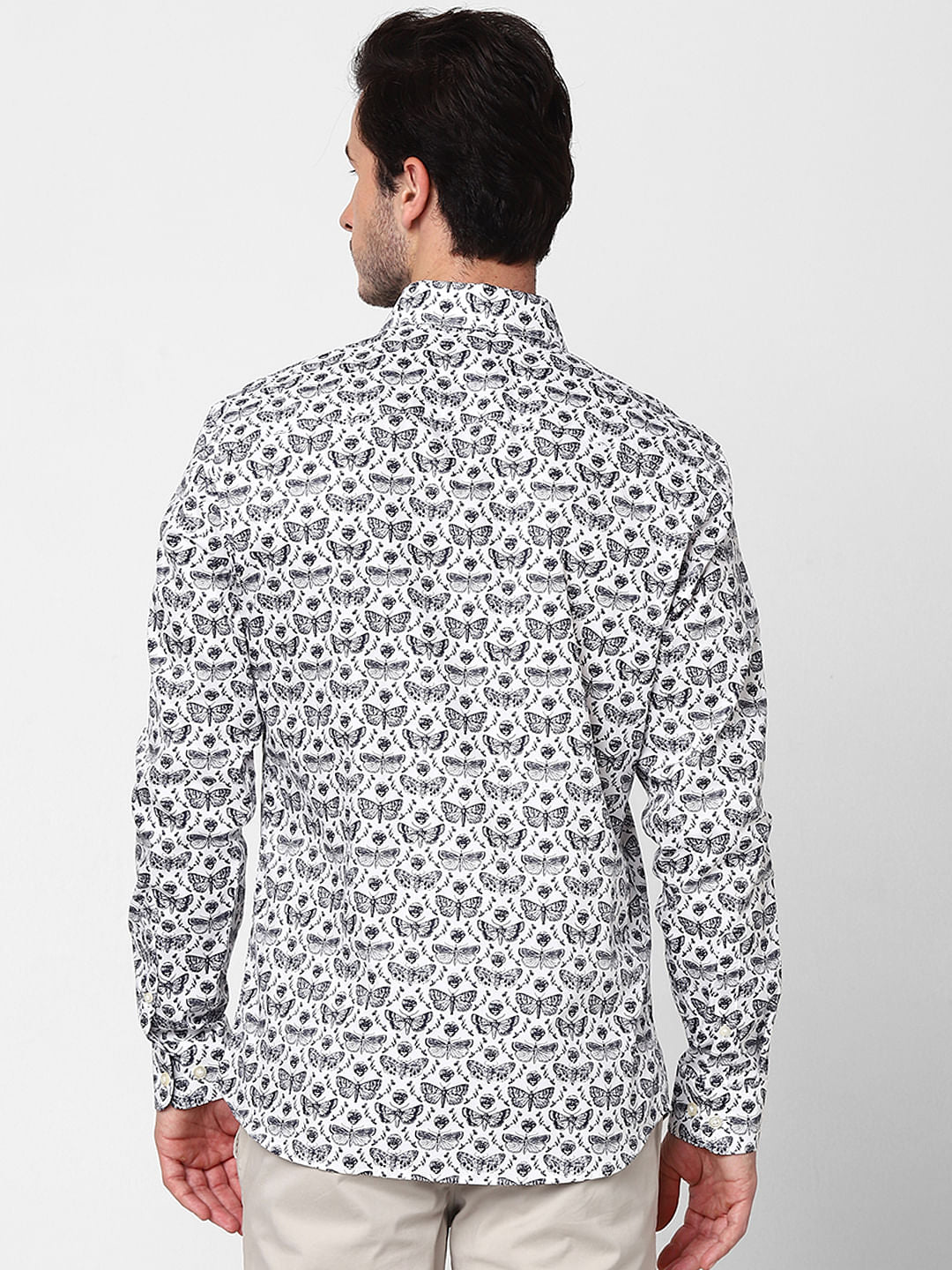 White All Over Print Full Sleeves Shirt