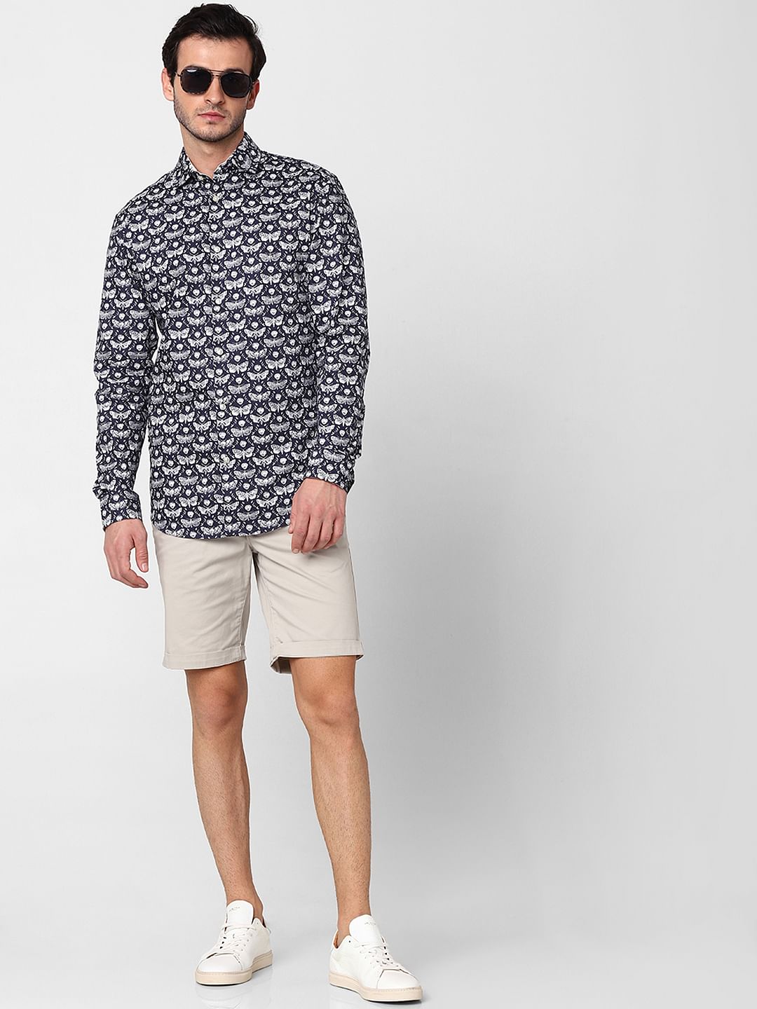 Indigo All Over Print Full Sleeves Shirt