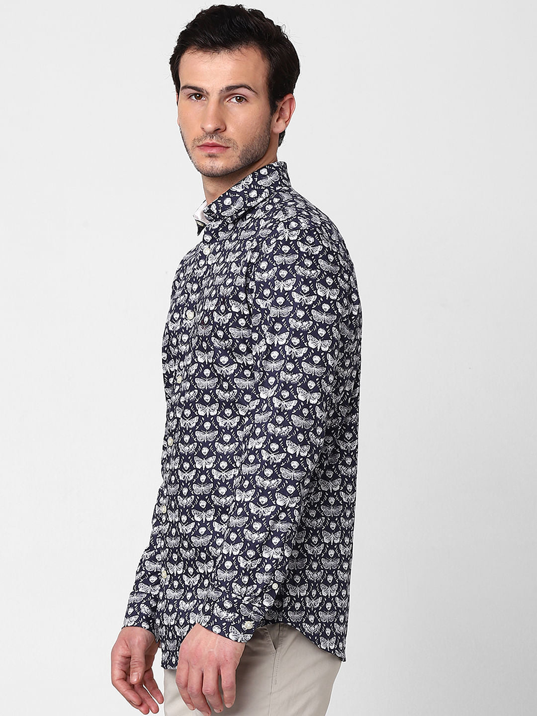 Indigo All Over Print Full Sleeves Shirt