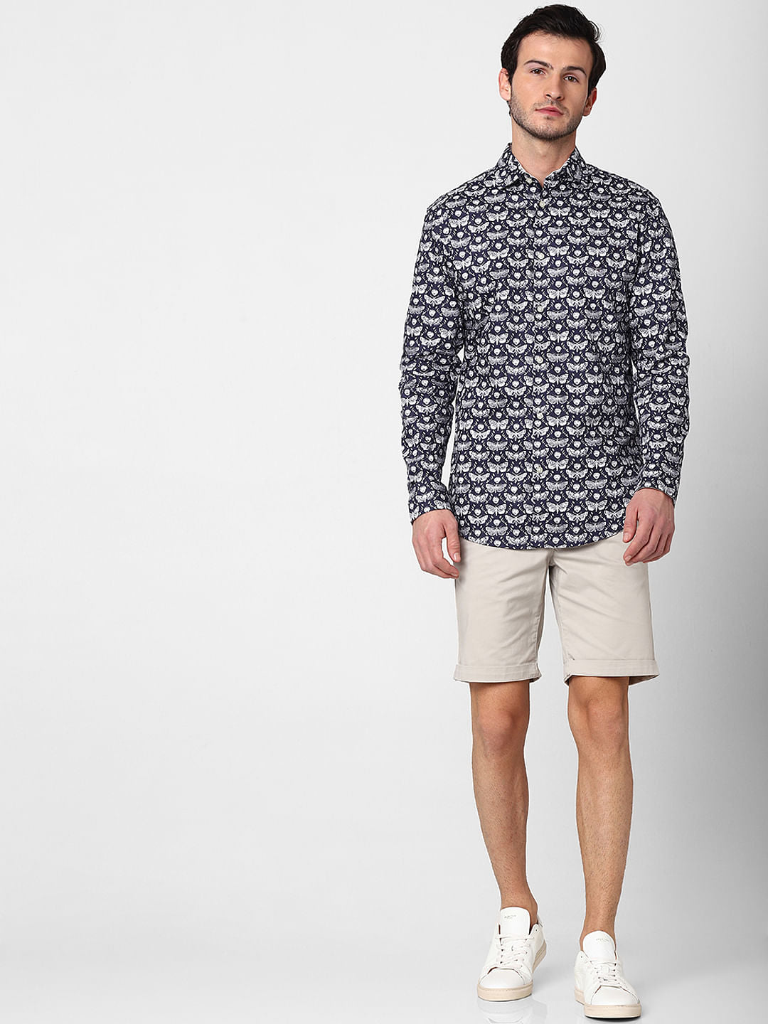 Indigo All Over Print Full Sleeves Shirt