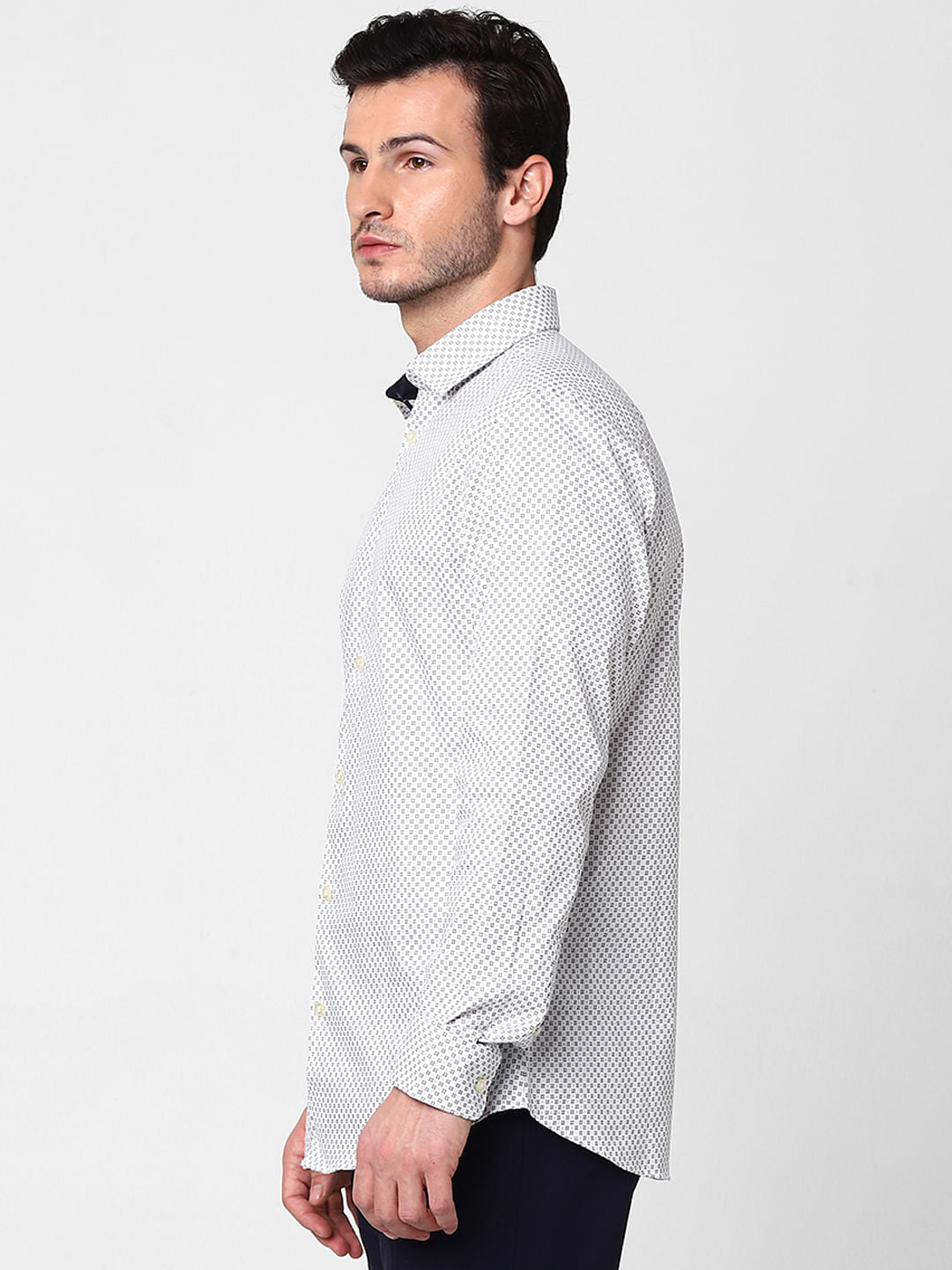 White All Over Print Full Sleeves Shirt