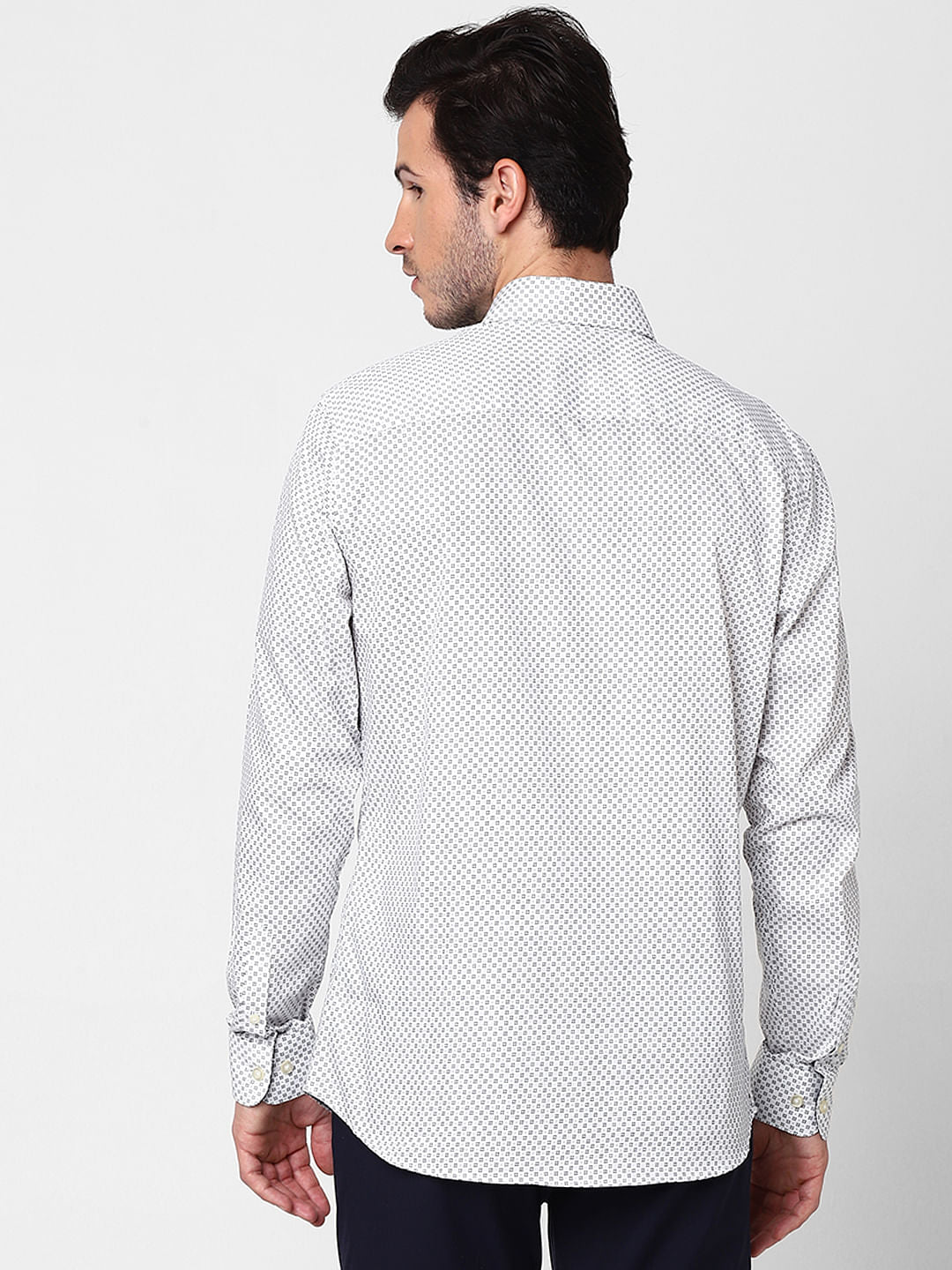 White All Over Print Full Sleeves Shirt