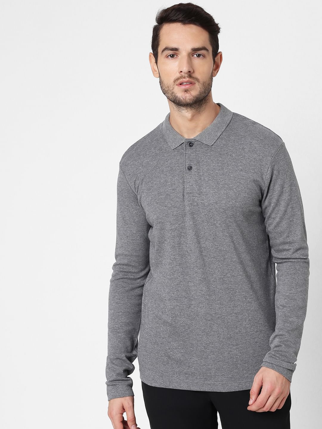 Grey Polo Neck T-Shirts
