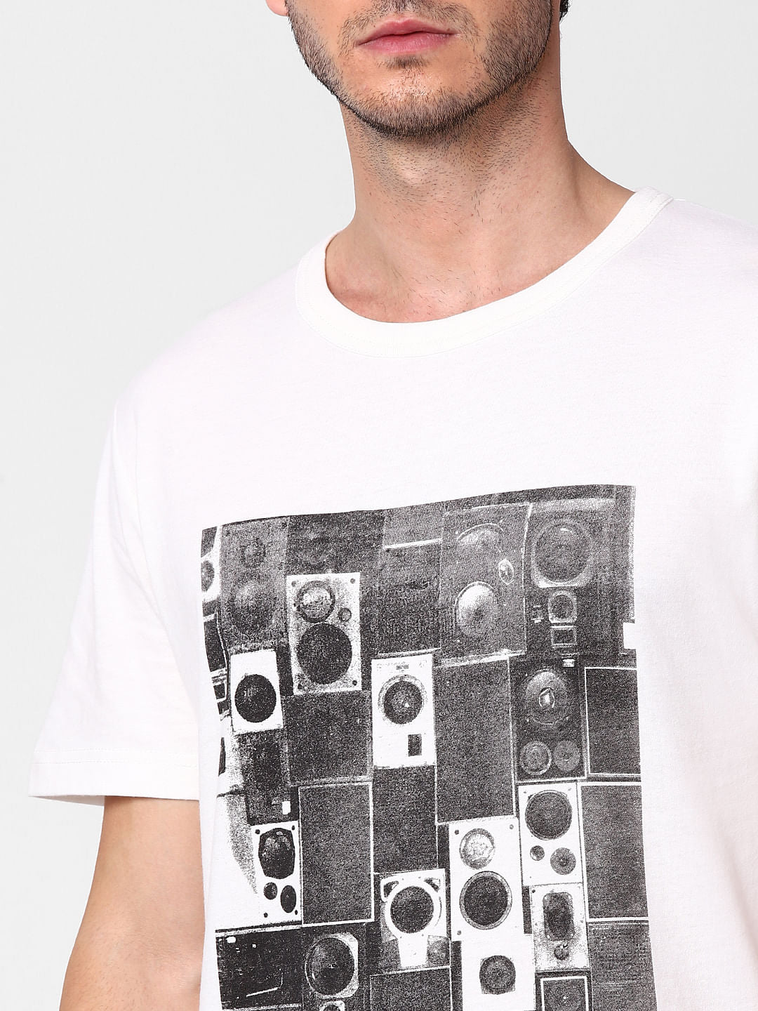 White Graphic Print Crew Neck T-Shirt