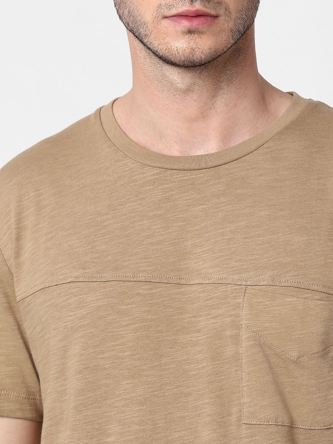 Beige Crew Neck T-Shirt