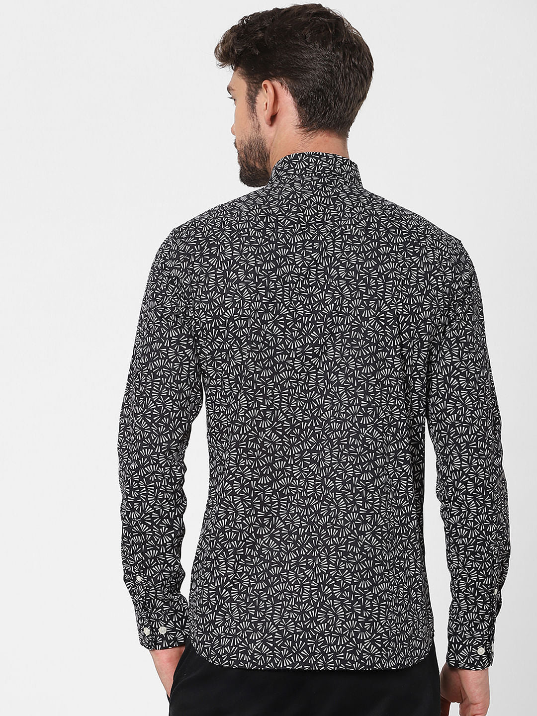 Black Printed Full Sleeves Shirt