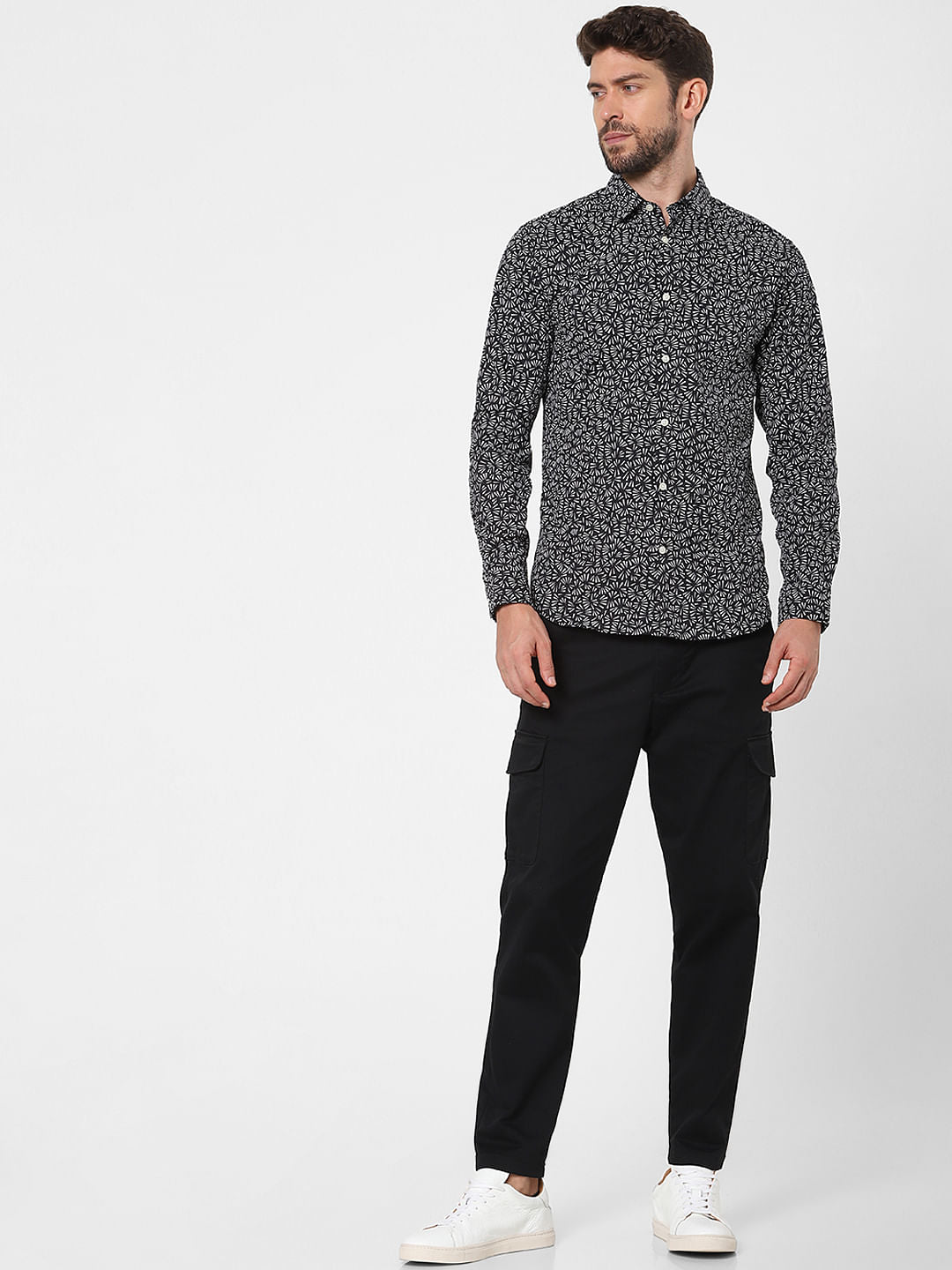 Black Printed Full Sleeves Shirt