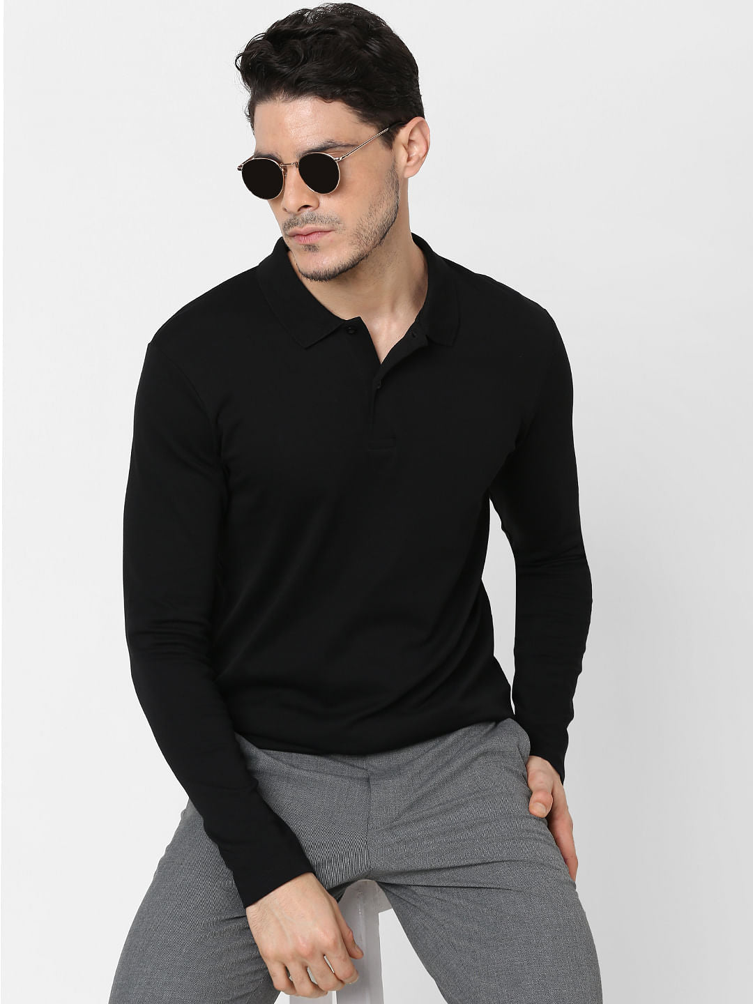 Black Polo Neck T-Shirt