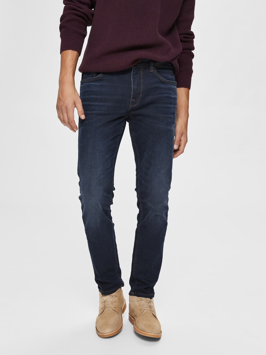 Blue Mid Rise Organic Cotton Slim Fit Jeans