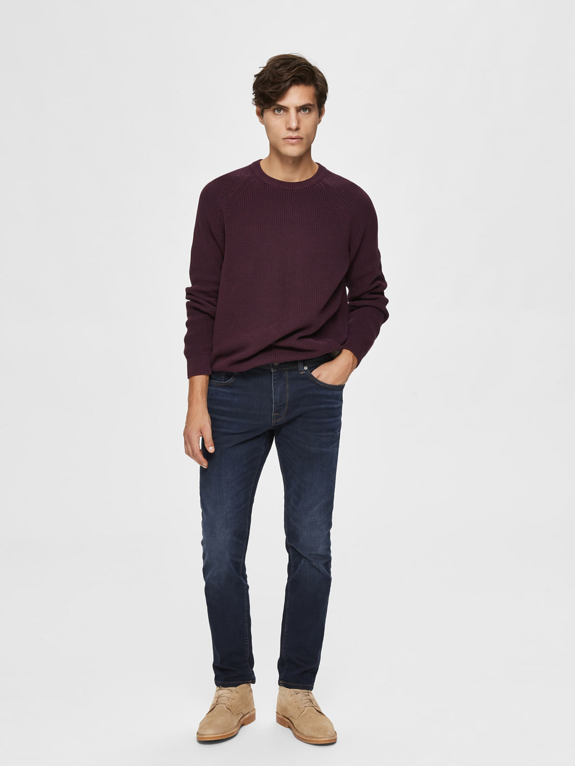 Blue Mid Rise Organic Cotton Slim Fit Jeans